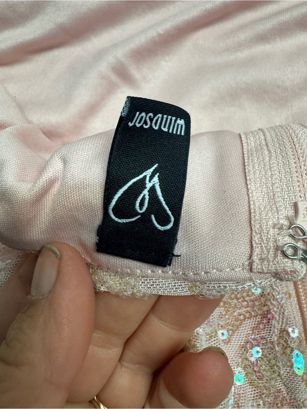 Windsor Blush Pink Sequin Strapless Prom Dress - Picture 3 of 5